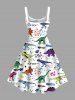 Plus Size Colorful Dinosaur Print Hawaii Tank Dress -  