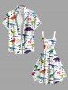 Plus Size Colorful Dinosaur Print Hawaii Tank Dress -  
