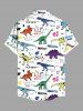 Plus Size Colorful Dinosaur Print Buttons Pocket Hawaii Shirt For Men -  