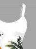 Robe débardeur hawaïenne grande taille à imprimé cocotier, soleil, oiseau et bateau - Blanc L