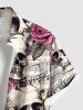 Chemise hawaïenne à poches boutons, imprimé crâne et rose, grande taille, pour hommes - Rose clair S