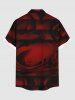 Chemise grande taille à imprimé tête de mort et boutons avec poche pour homme - Rouge Vineux S