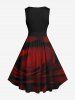 Plus Size Tie Dye Ombre Skull Print Vintage Swing A Line Dress -  