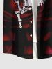 Chemise grande taille à imprimé tête de mort et boutons avec poche pour homme - Rouge Vineux L