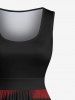 Plus Size Tie Dye Ombre Skull Print Vintage Swing A Line Dress -  