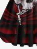 Plus Size Tie Dye Ombre Skull Print Vintage Swing A Line Dress -  