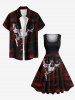 Plus Size Tie Dye Ombre Skull Print Vintage Swing A Line Dress -  