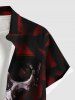 Plus Size Tie Dye Ombre Skull Print Button Pocket Shirt For Men -  