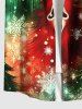 Plus Size Christmas Tree Snowflake Skull Print Ombre Button Pocket Shirt For Men -  