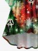 Robe asymétrique grande taille à imprimé sapin de Noël, flocon de neige, crâne, dégradé, froncée, taille haute et basse - Rouge XS