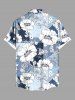 Chemise hawaïenne grande taille à imprimé floral et blocs de couleurs pour homme - Bleu Poudre S