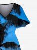 Plus Size Coconut Tree Ombre Sky Dusk Print Hawaii Split Pocket A Line Midi Dress -  