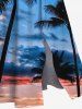 Plus Size Coconut Tree Ombre Sky Dusk Print Hawaii Split Pocket A Line Midi Dress -  