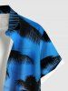 Chemise à poches boutonnées pour homme, grande taille, imprimé hawaïen, motif cocotier ombré ciel crépuscule - Bleu Ciel 2XL