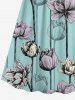 Robe caraco trapèze à imprimé fleur de lotus grande taille, style hawaïen, à surplis - Vert clair XXS