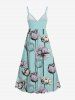 Plus Size Lotus Flower Print Hawaii Surplice A Line Cami Dress -  