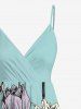 Plus Size Lotus Flower Print Hawaii Surplice A Line Cami Dress -  