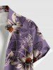 Chemise hawaïenne grande taille à imprimé floral, feuilles et branches, avec poches boutonnées pour homme - Pourpre  M