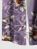 Chemise hawaïenne grande taille à imprimé floral, feuilles et branches, avec poches boutonnées pour homme - Pourpre  L