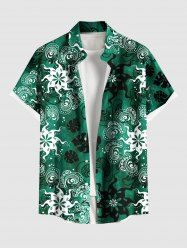 Chemise hawaïenne grande taille pour homme, à imprimé floral tropical et boutons, avec poche. - Vert S