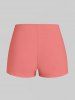 Maillot de bain tankini grande taille à imprimé plumes, bretelles croisées dans le dos, shorty - Rose orange 3X | US 22-24