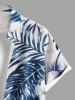 Chemise hawaïenne grande taille à imprimé feuilles tropicales et fleurs d'hibiscus, avec poches et boutons, pour homme - Blanc L