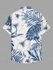 Plus Size Hibiscus Flowers Tropical Leaf Print Buttons Pocket Hawaii Shirt For Men -  