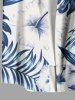 Plus Size Hibiscus Flowers Tropical Leaf Print Buttons Pocket Hawaii Shirt For Men -  