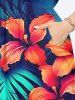 Plus Size Hibiscus Flowers Tropical Leaf Print Split Hawaii Midi Dress -  