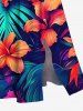 Plus Size Hibiscus Flowers Tropical Leaf Print Split Hawaii Midi Dress -  
