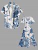 Plus Size Hibiscus Flowers Tropical Leaf Print Split Hawaii Midi Dress -  