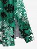 Robe mi-longue hawaïenne fendue à imprimé floral tropical et feuilles tropicales grande taille - Vert L