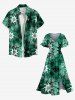 Robe mi-longue hawaïenne fendue à imprimé floral tropical et feuilles tropicales grande taille - Vert L
