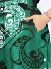 Robe mi-longue hawaïenne fendue à imprimé floral tropical et feuilles tropicales grande taille - Vert L