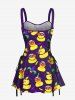 Ducks Clawn's Hat Feather Print Lace Up Hawaii Tank Dress -  