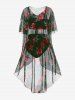 Maillot de bain tankini fleuri à armatures grande taille avec paréo assorti - Olive Verte 1X