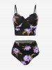 Maillot de bain tankini fleuri à armatures grande taille avec paréo assorti - violet lavande 4X