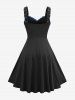 Gothic Plus Size Lace Up Ruffles Cross Tank Dress -  