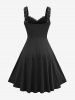Gothic Plus Size Lace Up Ruffles Cross Tank Dress -  