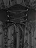Gothic Plus Size Lace Up Ruffles Cross Tank Dress -  