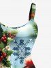 Plus Size Christmas Ball Snowflake Snowman Plaid Print A Line Tank Dress -  