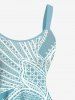 Plus Size Flower Dip Dye Ombre Print Hawaii A Line Tank Dress -  