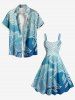 Plus Size Flower Dip Dye Ombre Print Hawaii A Line Tank Dress -  