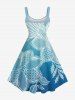 Plus Size Flower Dip Dye Ombre Print Hawaii A Line Tank Dress -  