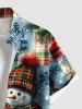 Plus Size Christmas Ball Snowflake Snowman Plaid Print Button Pocket Shirt For Men - Rouge 3XL