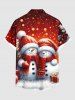 Plus Size Christmas Tree Snowman Light Spot Print Ombre Button Pocket Shirt For Men -  