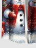 Plus Size Christmas Tree Snowman Light Spot Print Ombre Button Pocket Shirt For Men -  