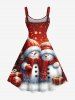 Plus Size Christmas Tree Snowman Light Spot Print Ombre A Line Tank Dress -  