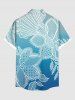 Plus Size Flower Dip Dye Ombre Print Hawaii Button Pocket Shirt For Men -  