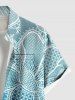 Plus Size Flower Dip Dye Ombre Print Hawaii Button Pocket Shirt For Men -  